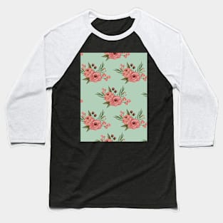 Diseño floral en verde Baseball T-Shirt